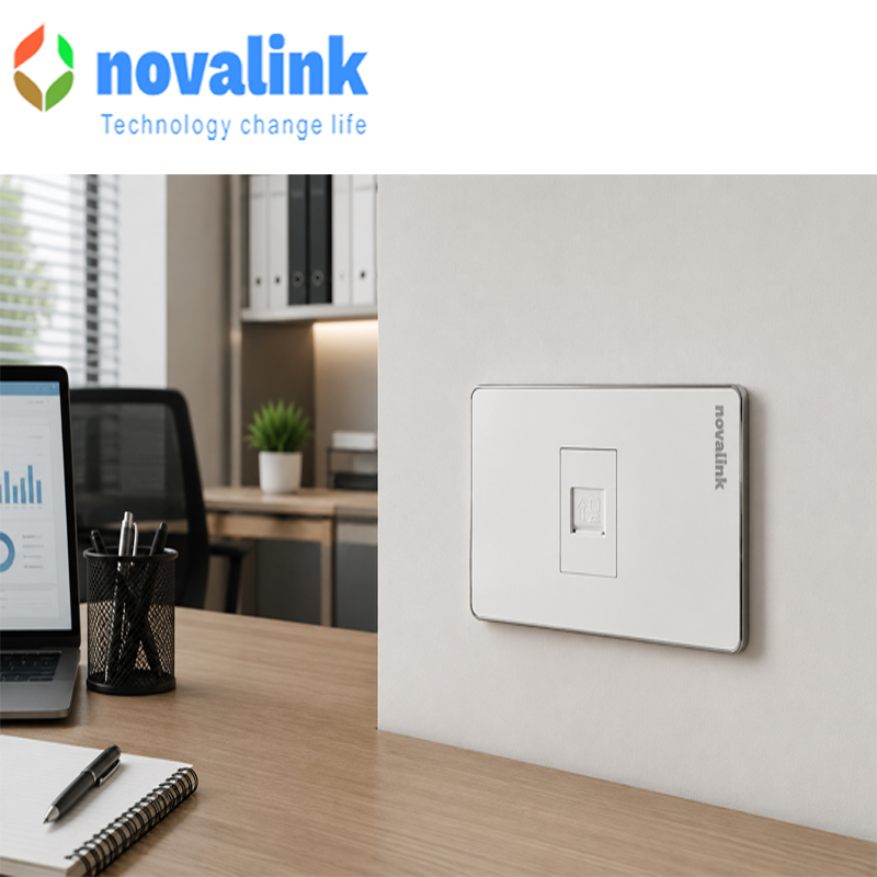 Bộ ổ cắm mạng cat6 1 cổng ch&iacute;nh h&atilde;ng Novalink